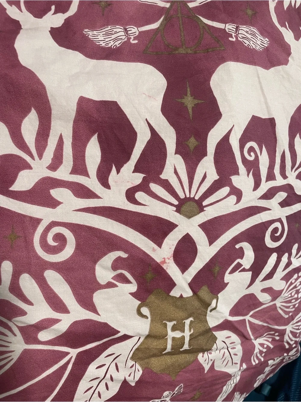 Pottery Barn Teen Burgundy, White & Gold Harry Potter Duvet Cover